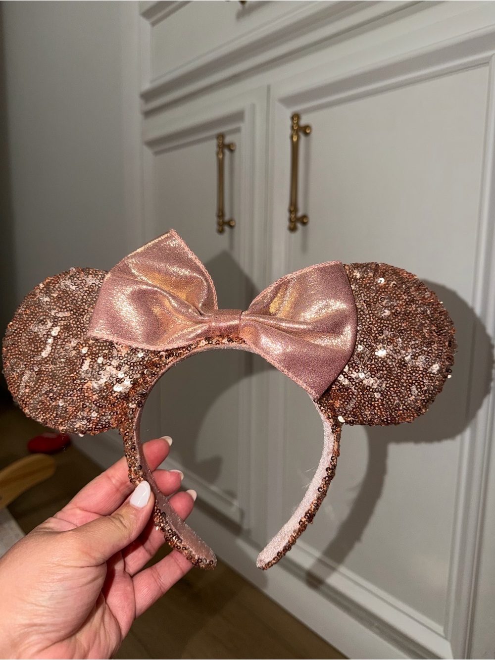 Disney Rose Gold Sequin Minnie Ears Headband